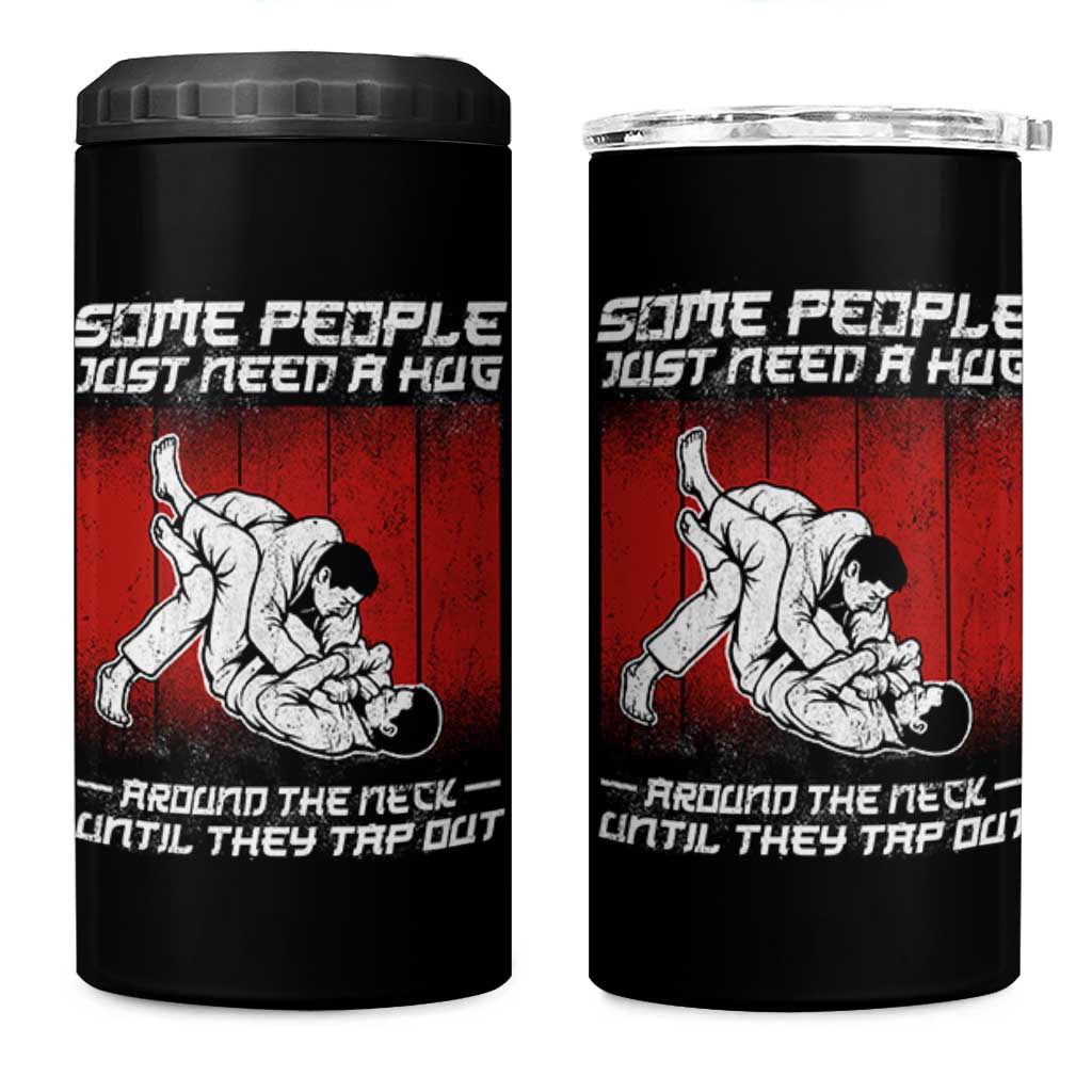Brazilian Jiu Jitsu 4 in 1 Can Cooler Tumbler Some People Just Need A Hug Vintage BJJ - Wonder Print Shop