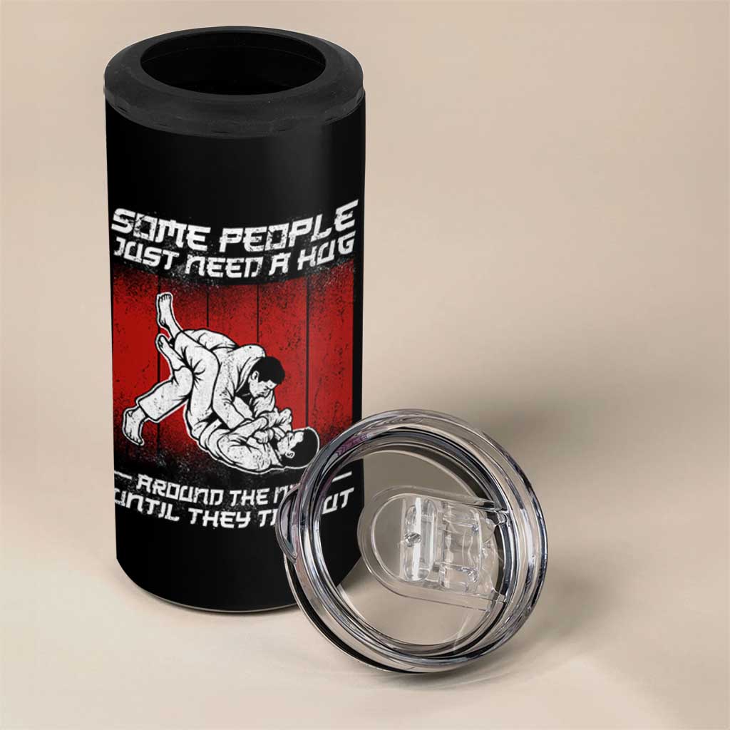 Brazilian Jiu Jitsu 4 in 1 Can Cooler Tumbler Some People Just Need A Hug Vintage BJJ - Wonder Print Shop