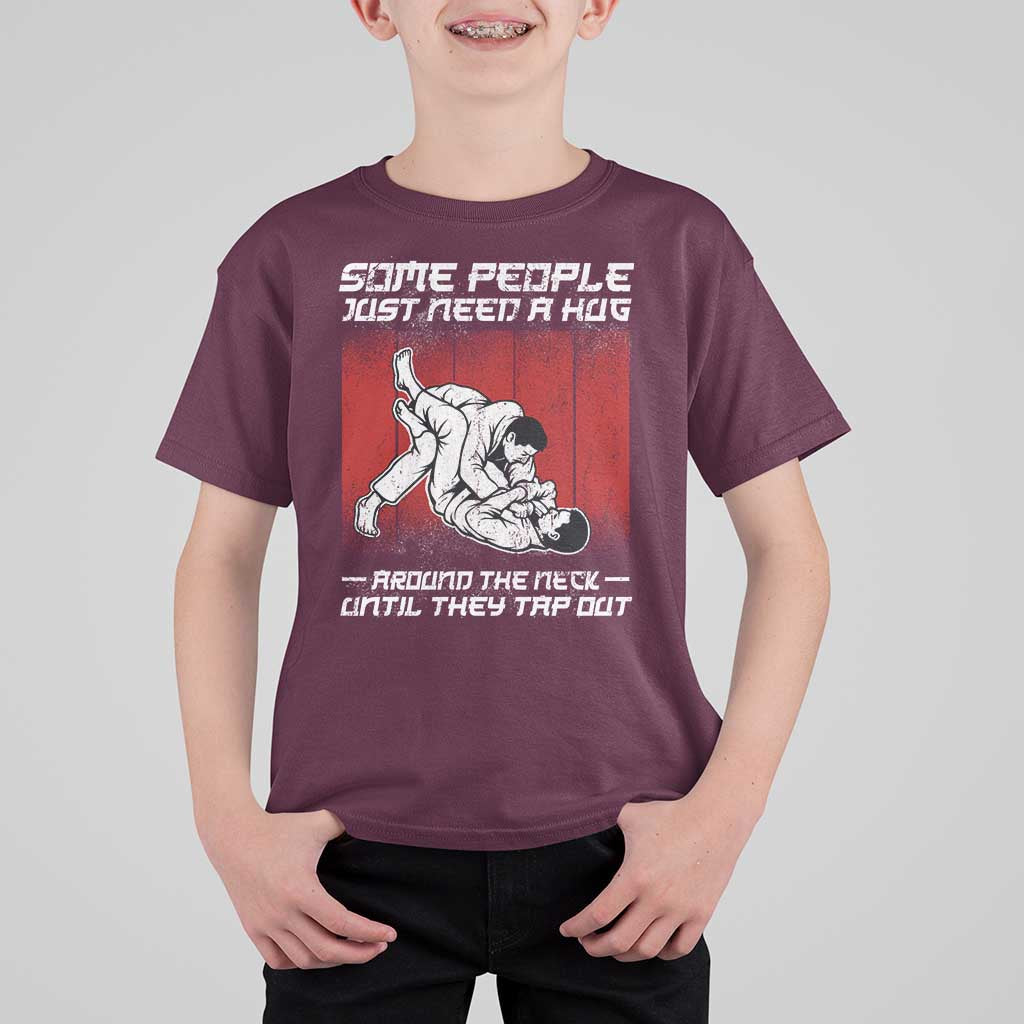Brazilian Jiu Jitsu T Shirt For Kid Some People Just Need A Hug Vintage BJJ - Wonder Print Shop