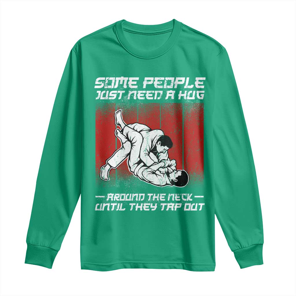 Brazilian Jiu Jitsu Long Sleeve Shirt Some People Just Need A Hug Vintage BJJ - Wonder Print Shop