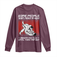 Brazilian Jiu Jitsu Long Sleeve Shirt Some People Just Need A Hug Vintage BJJ - Wonder Print Shop