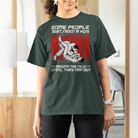 Brazilian Jiu Jitsu T Shirt For Women Some People Just Need A Hug Vintage BJJ - Wonder Print Shop