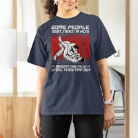 Brazilian Jiu Jitsu T Shirt For Women Some People Just Need A Hug Vintage BJJ - Wonder Print Shop