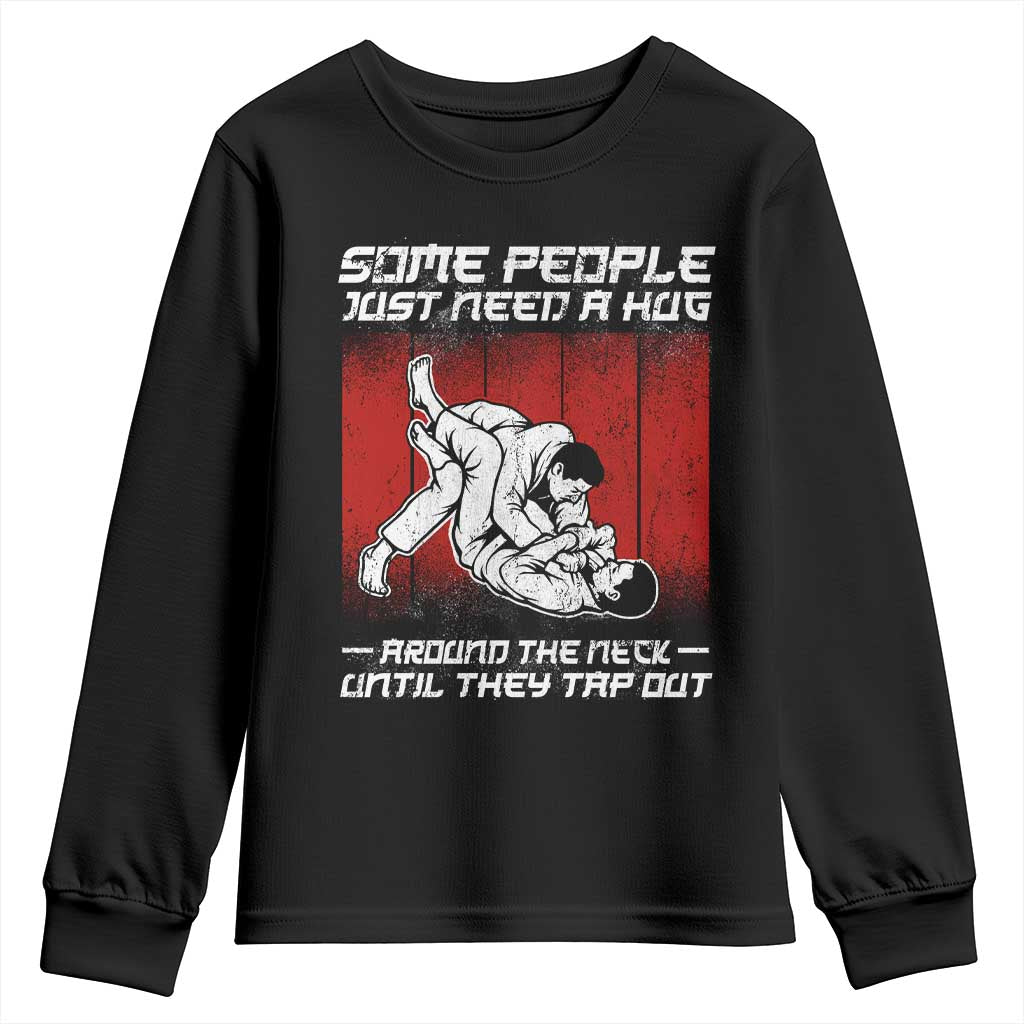 Brazilian Jiu Jitsu Youth Sweatshirt Some People Just Need A Hug Vintage BJJ - Wonder Print Shop
