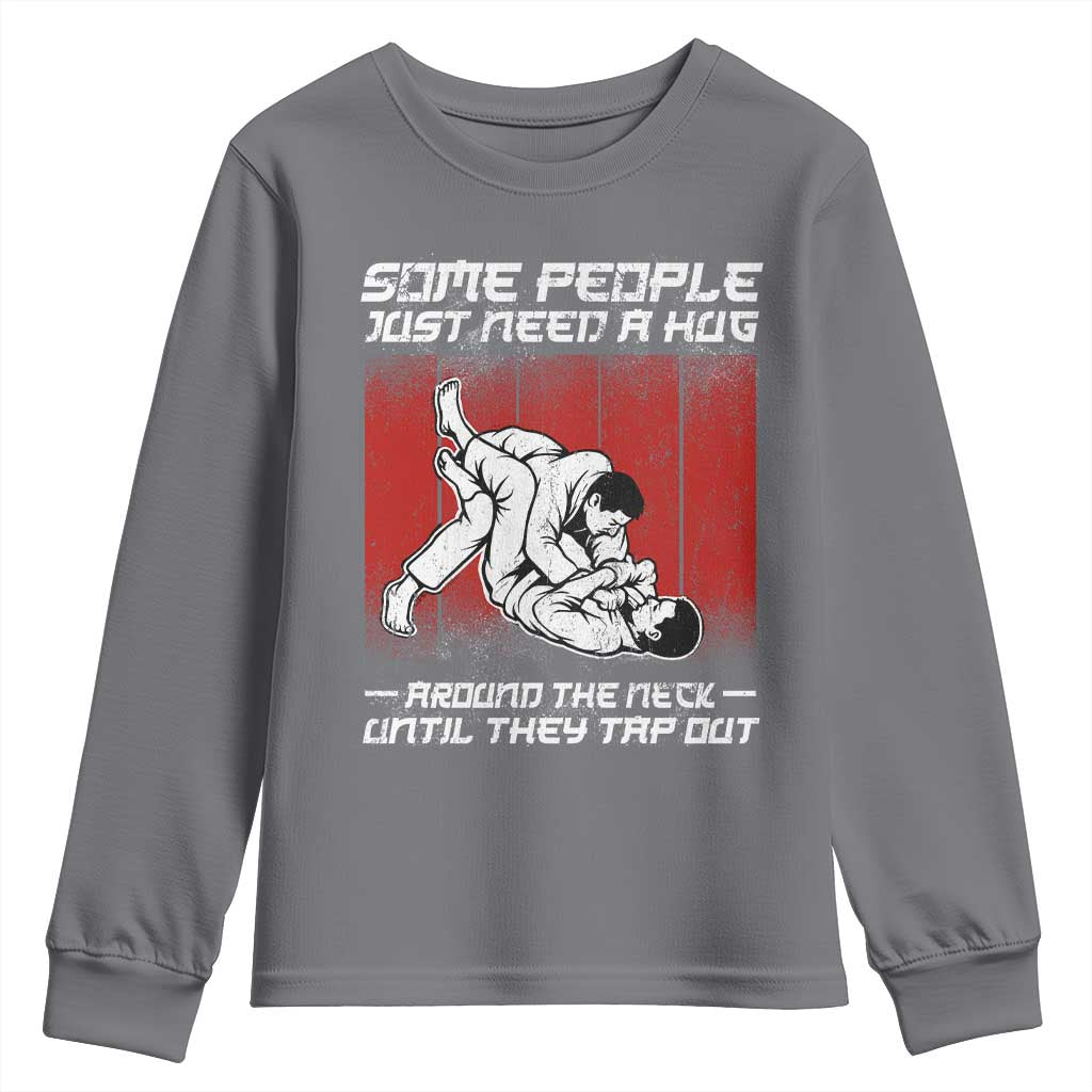 Brazilian Jiu Jitsu Youth Sweatshirt Some People Just Need A Hug Vintage BJJ - Wonder Print Shop