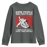Brazilian Jiu Jitsu Youth Sweatshirt Some People Just Need A Hug Vintage BJJ - Wonder Print Shop