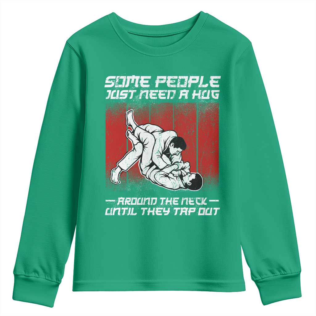 Brazilian Jiu Jitsu Youth Sweatshirt Some People Just Need A Hug Vintage BJJ - Wonder Print Shop