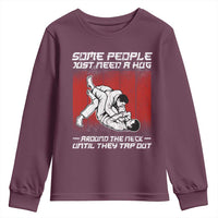 Brazilian Jiu Jitsu Youth Sweatshirt Some People Just Need A Hug Vintage BJJ - Wonder Print Shop