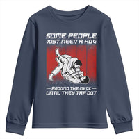 Brazilian Jiu Jitsu Youth Sweatshirt Some People Just Need A Hug Vintage BJJ - Wonder Print Shop