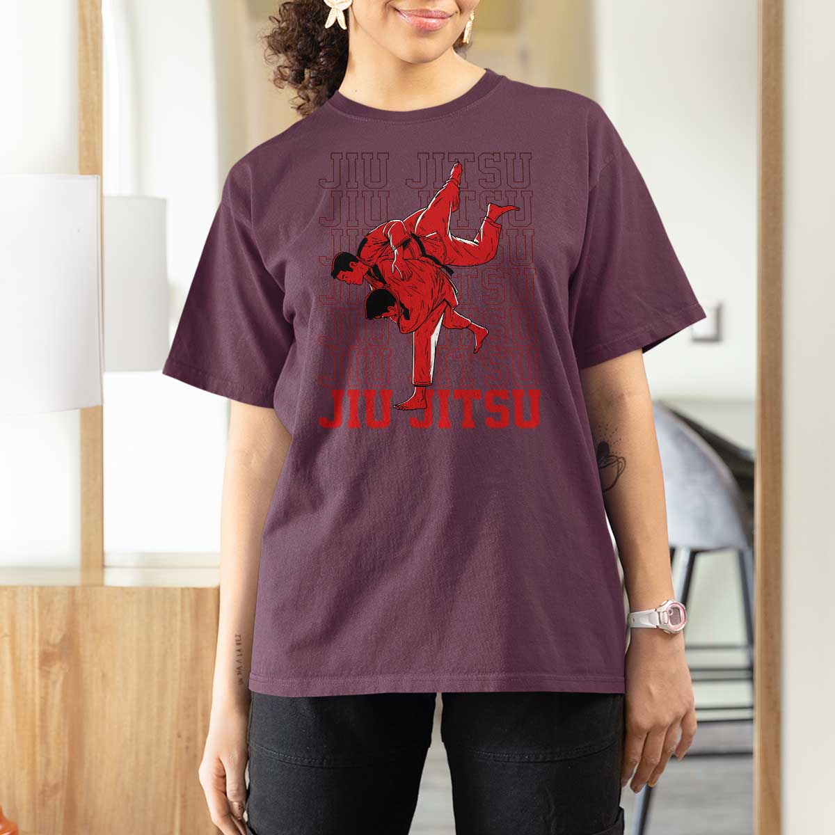 Brazilian Jiu Jitsu T Shirt For Women BJJ Distressed - Wonder Print Shop