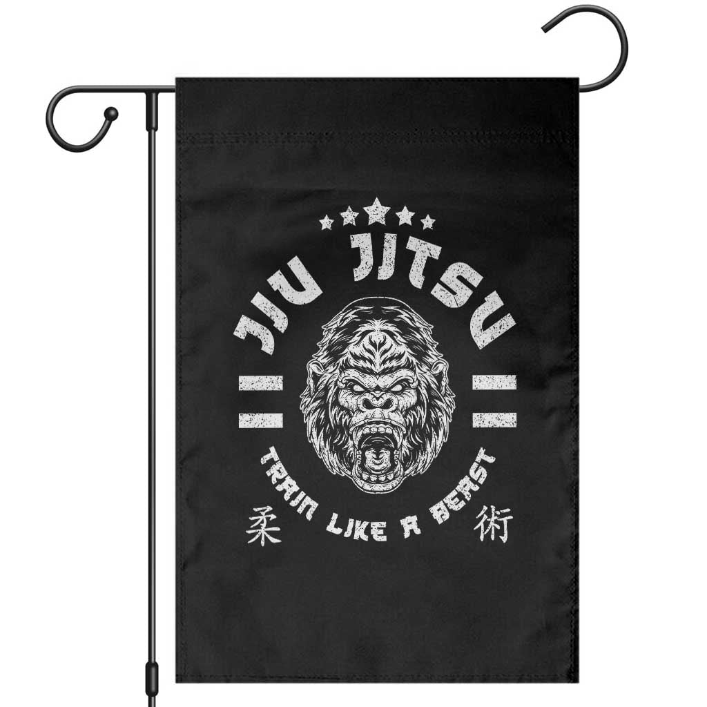 Brazilian Jiu Jitsu Garden Flag Train Like A Beast Vintage BJJ Grappling Gorilla - Wonder Print Shop