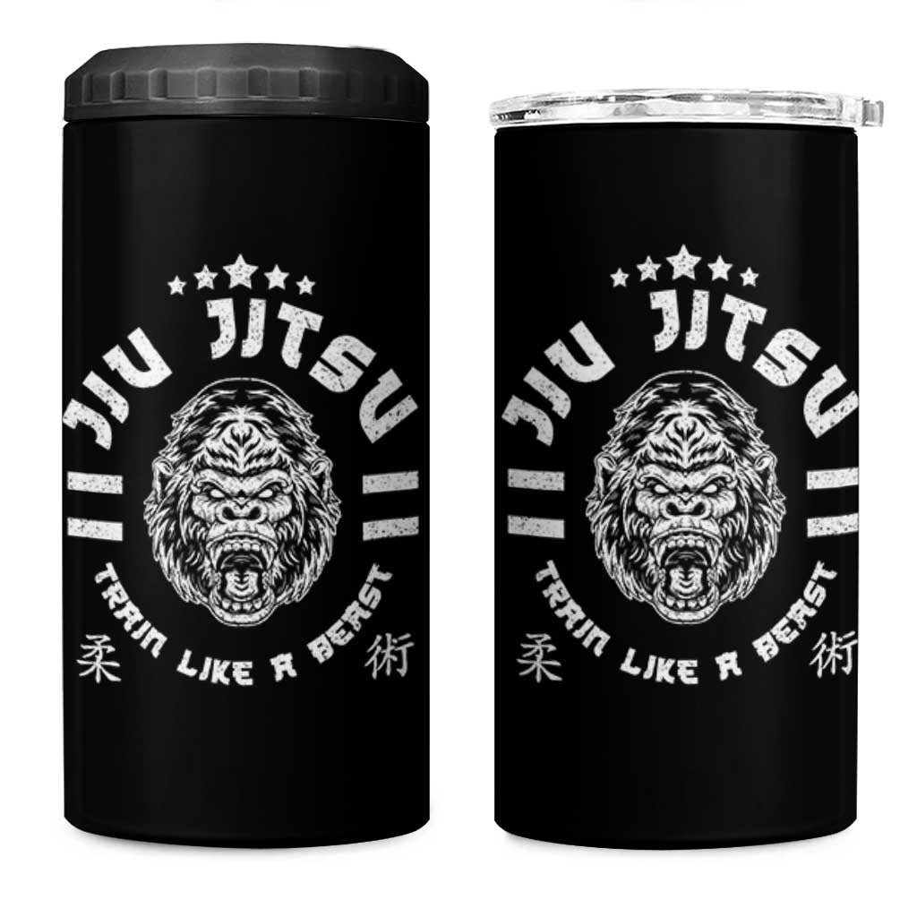 Brazilian Jiu Jitsu 4 in 1 Can Cooler Tumbler Train Like A Beast Vintage BJJ Grappling Gorilla - Wonder Print Shop