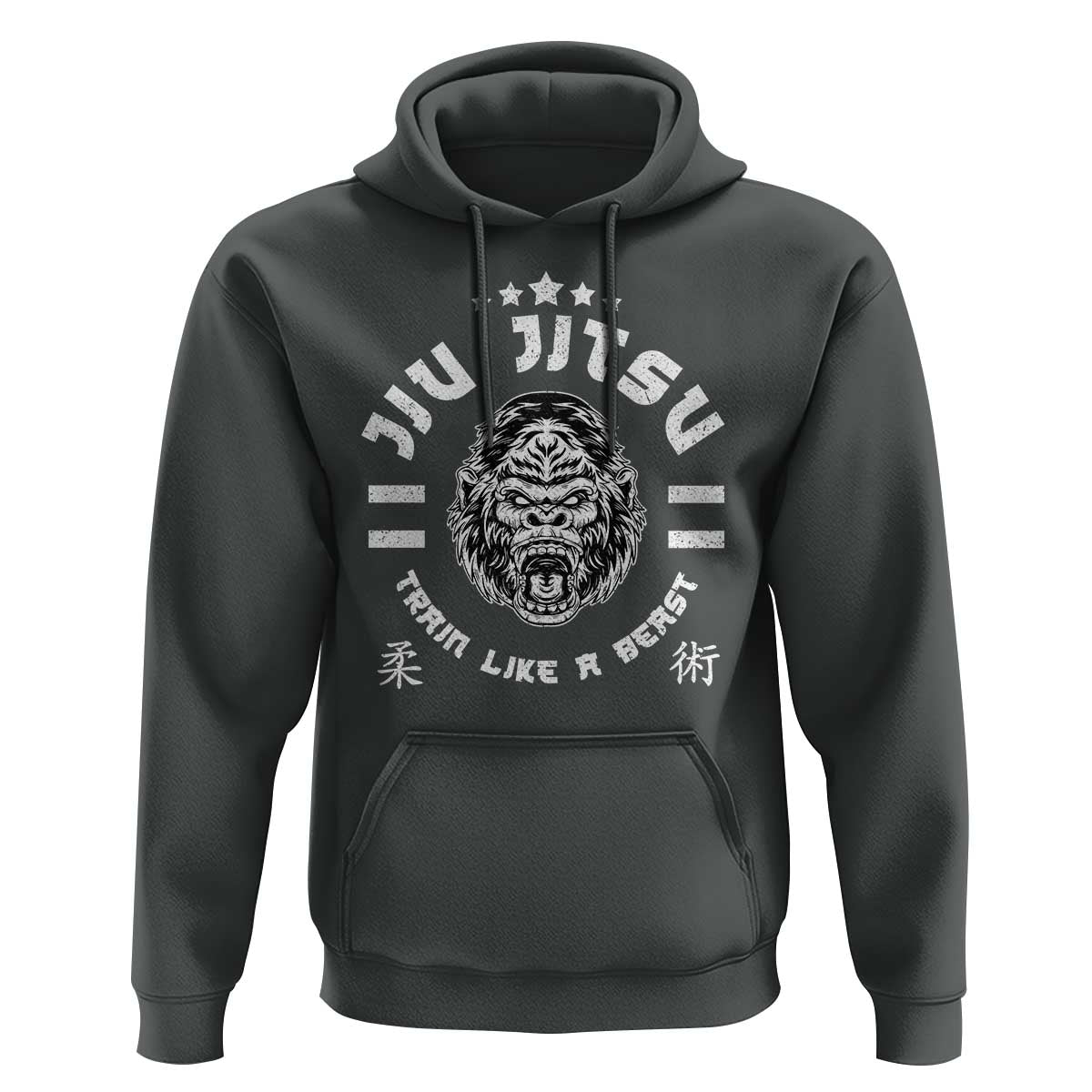 Brazilian Jiu Jitsu Hoodie Train Like A Beast Vintage BJJ Grappling Gorilla - Wonder Print Shop