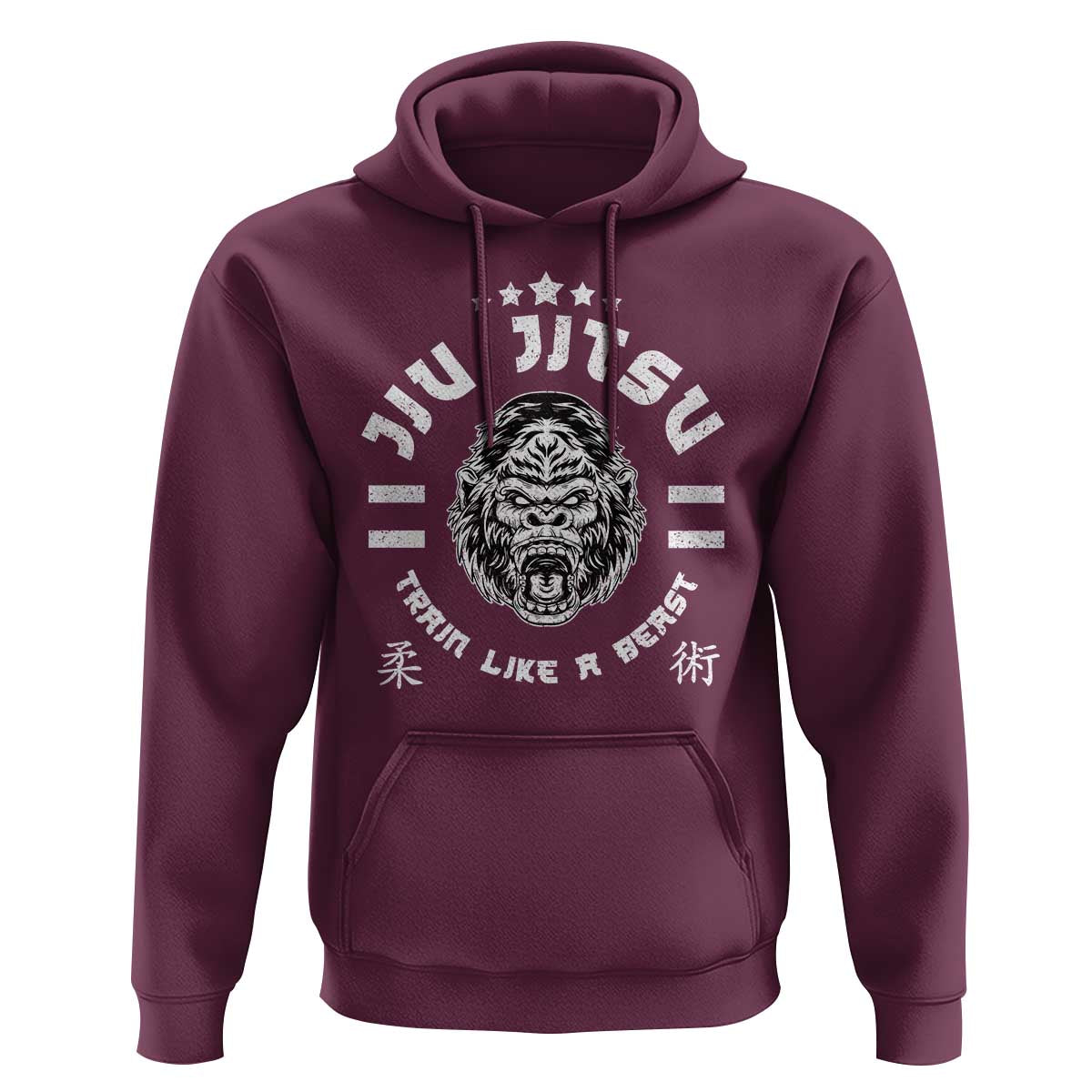 Brazilian Jiu Jitsu Hoodie Train Like A Beast Vintage BJJ Grappling Gorilla - Wonder Print Shop