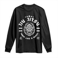Brazilian Jiu Jitsu Long Sleeve Shirt Train Like A Beast Vintage BJJ Grappling Gorilla - Wonder Print Shop