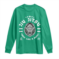 Brazilian Jiu Jitsu Long Sleeve Shirt Train Like A Beast Vintage BJJ Grappling Gorilla - Wonder Print Shop