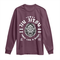 Brazilian Jiu Jitsu Long Sleeve Shirt Train Like A Beast Vintage BJJ Grappling Gorilla - Wonder Print Shop