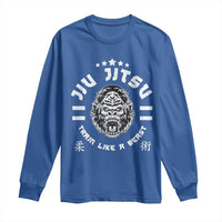 Brazilian Jiu Jitsu Long Sleeve Shirt Train Like A Beast Vintage BJJ Grappling Gorilla - Wonder Print Shop