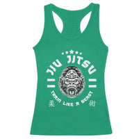 Brazilian Jiu Jitsu Racerback Tank Top Train Like A Beast Vintage BJJ Grappling Gorilla - Wonder Print Shop
