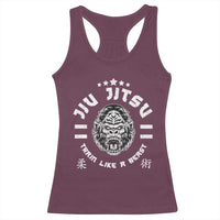 Brazilian Jiu Jitsu Racerback Tank Top Train Like A Beast Vintage BJJ Grappling Gorilla - Wonder Print Shop