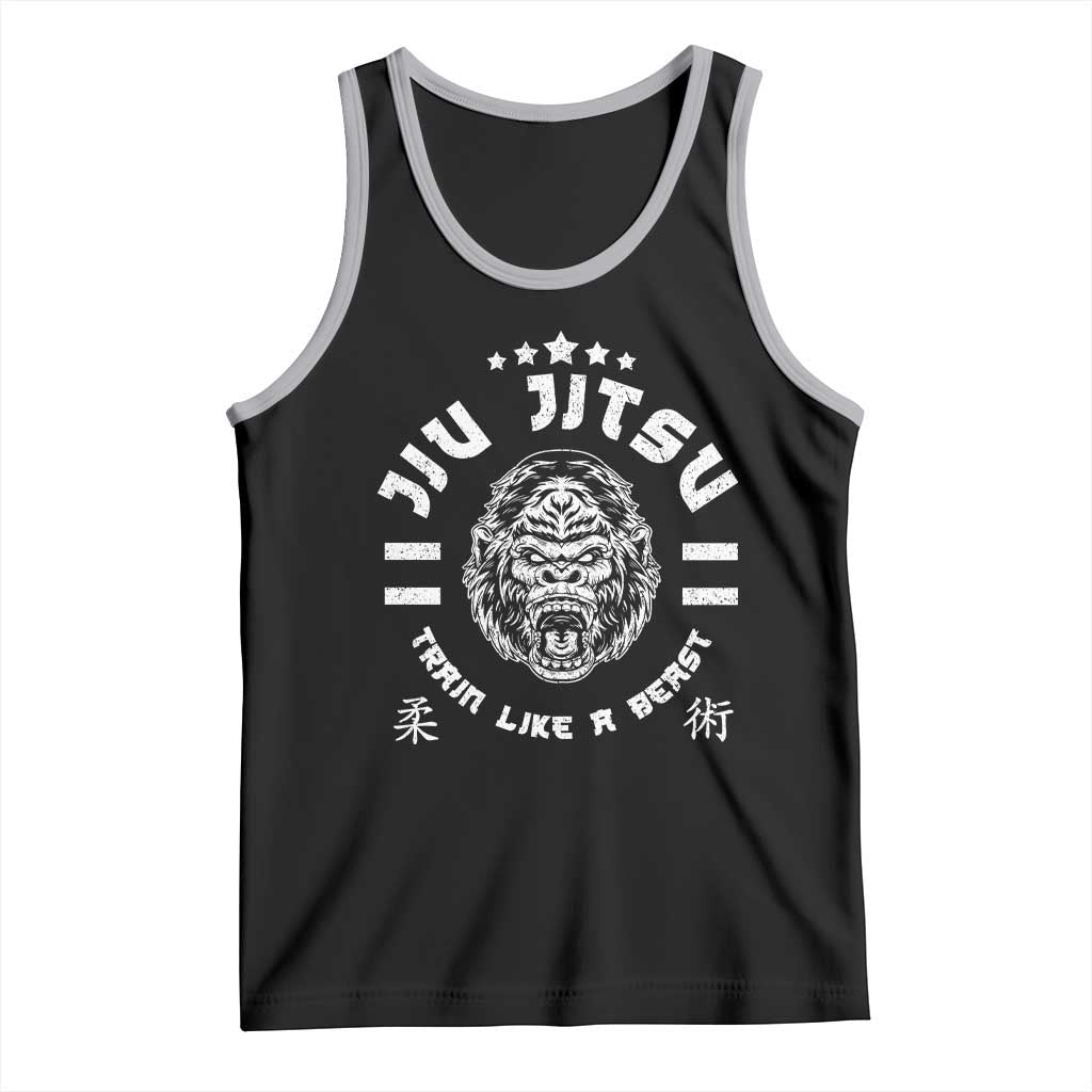 Brazilian Jiu Jitsu Tank Top Train Like A Beast Vintage BJJ Grappling Gorilla - Wonder Print Shop