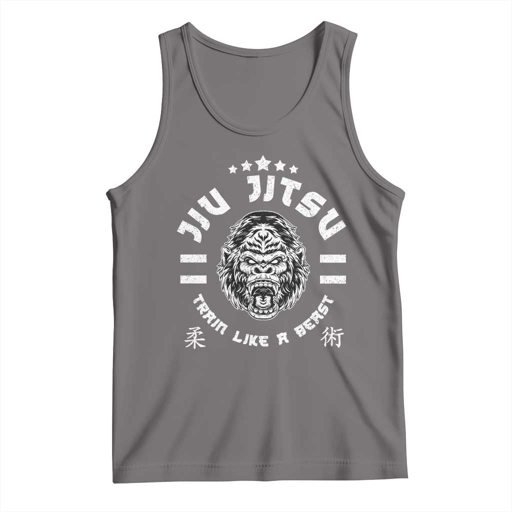 Brazilian Jiu Jitsu Tank Top Train Like A Beast Vintage BJJ Grappling Gorilla - Wonder Print Shop