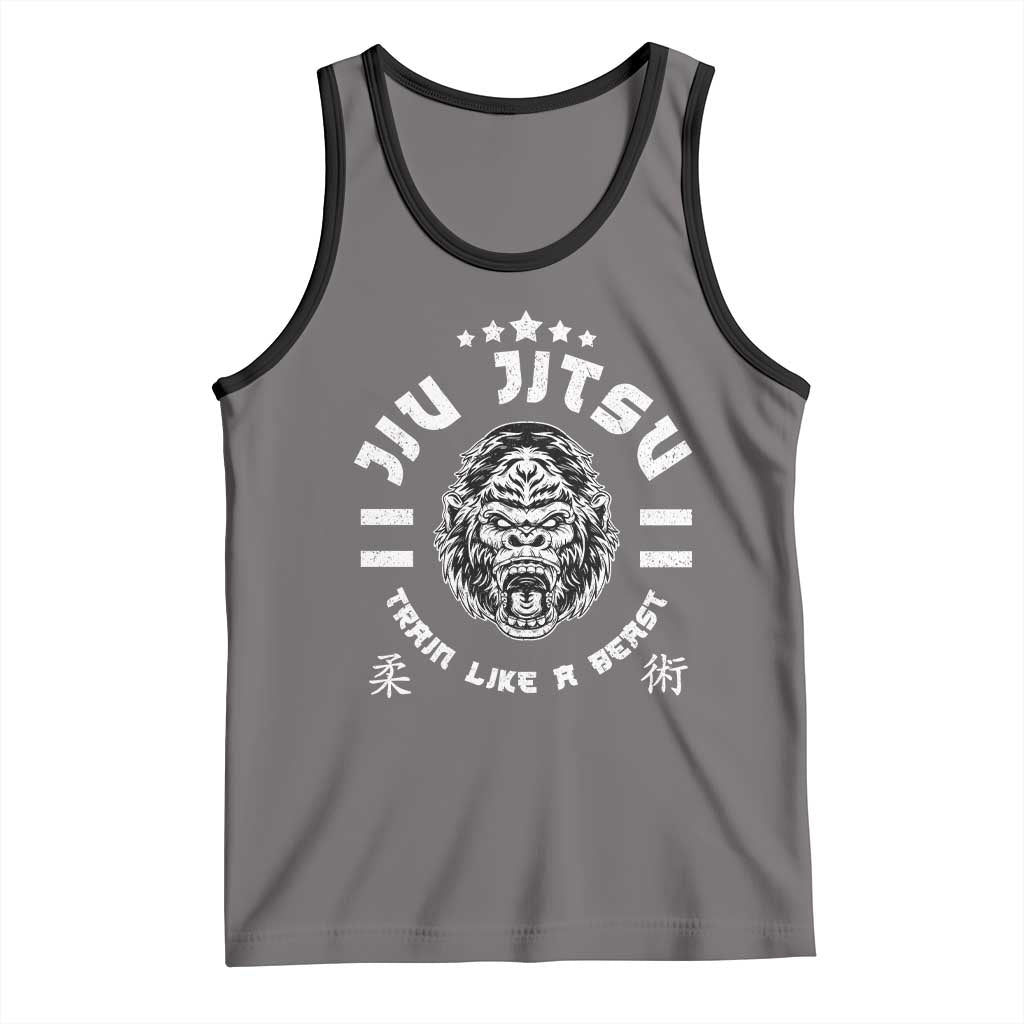 Brazilian Jiu Jitsu Tank Top Train Like A Beast Vintage BJJ Grappling Gorilla - Wonder Print Shop