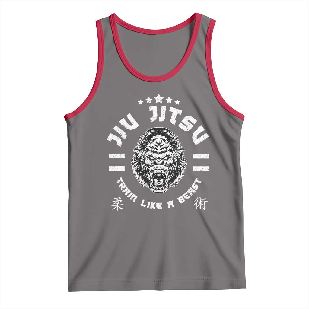 Brazilian Jiu Jitsu Tank Top Train Like A Beast Vintage BJJ Grappling Gorilla - Wonder Print Shop