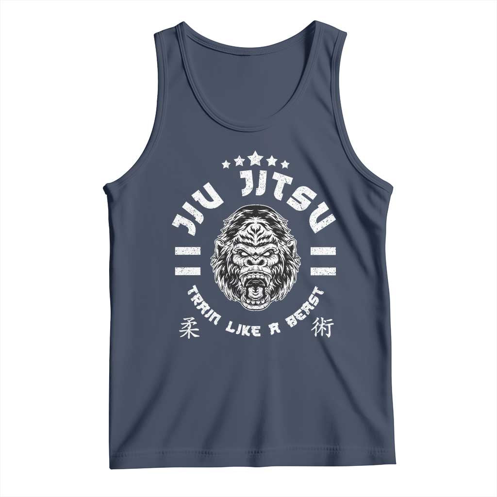 Brazilian Jiu Jitsu Tank Top Train Like A Beast Vintage BJJ Grappling Gorilla - Wonder Print Shop