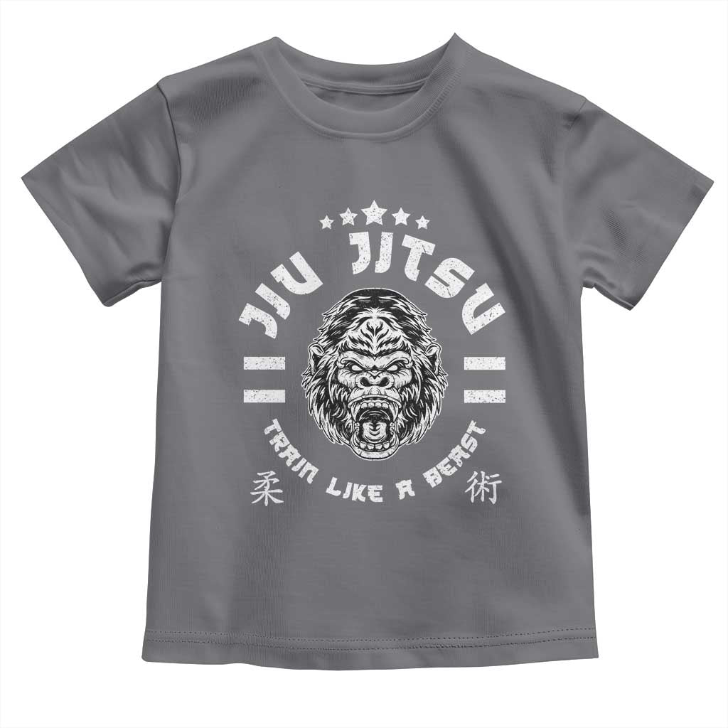 Brazilian Jiu Jitsu Toddler T Shirt Train Like A Beast Vintage BJJ Grappling Gorilla - Wonder Print Shop