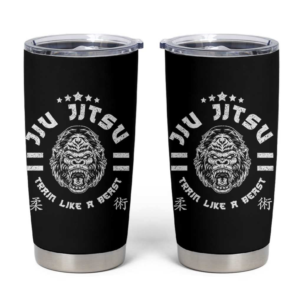 Brazilian Jiu Jitsu Tumbler Cup Train Like A Beast Vintage BJJ Grappling Gorilla - Wonder Print Shop