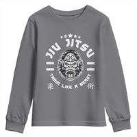 Brazilian Jiu Jitsu Youth Sweatshirt Train Like A Beast Vintage BJJ Grappling Gorilla - Wonder Print Shop