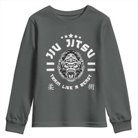 Brazilian Jiu Jitsu Youth Sweatshirt Train Like A Beast Vintage BJJ Grappling Gorilla - Wonder Print Shop
