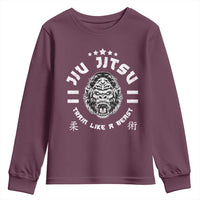 Brazilian Jiu Jitsu Youth Sweatshirt Train Like A Beast Vintage BJJ Grappling Gorilla - Wonder Print Shop