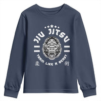 Brazilian Jiu Jitsu Youth Sweatshirt Train Like A Beast Vintage BJJ Grappling Gorilla - Wonder Print Shop