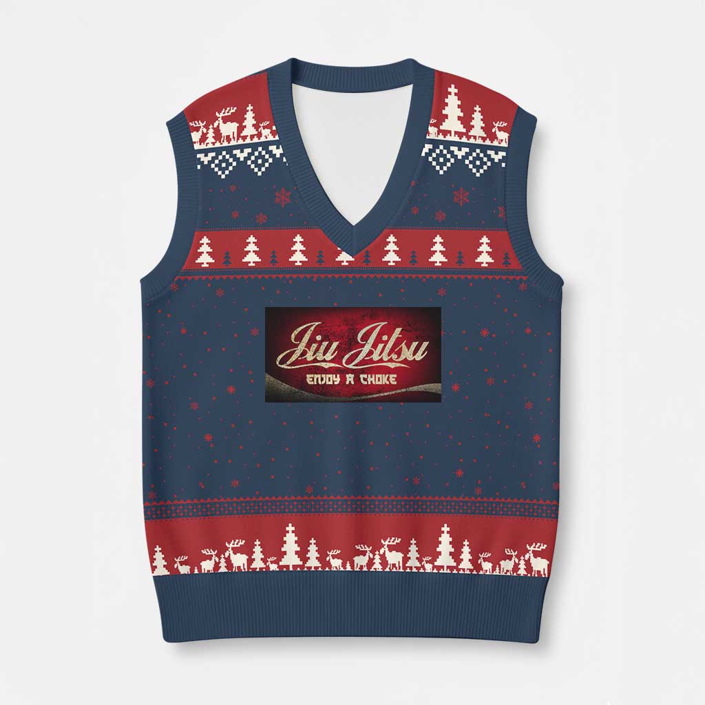 Funny Brazilian Jiu Jitsu V-Neck Knit Sweater Vest BJJ Tactical Hugging Choke Jiujitsu Martial Arts - Wonder Print Shop