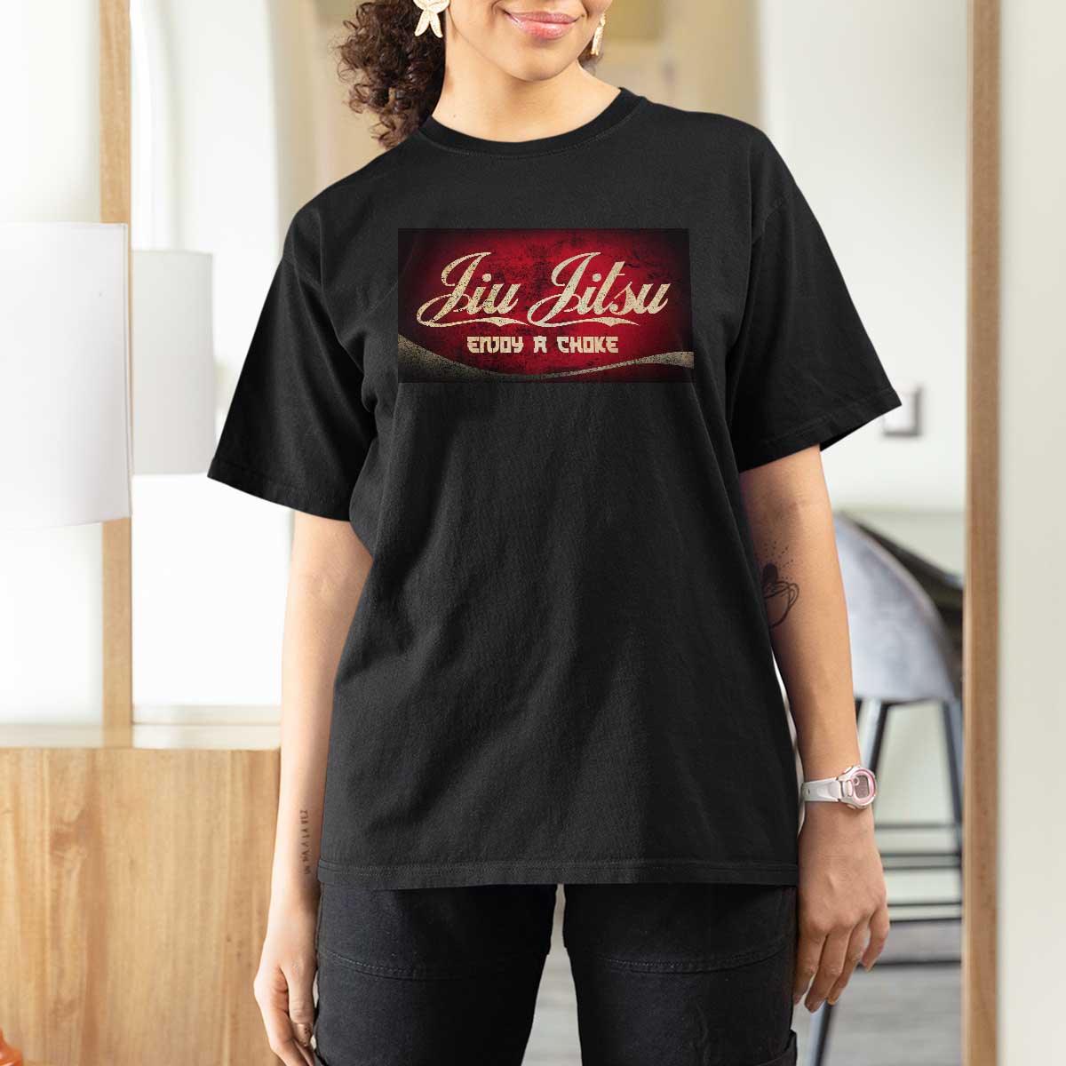 Funny Brazilian Jiu Jitsu T Shirt For Women BJJ Tactical Hugging Choke Jiujitsu Martial Arts - Wonder Print Shop