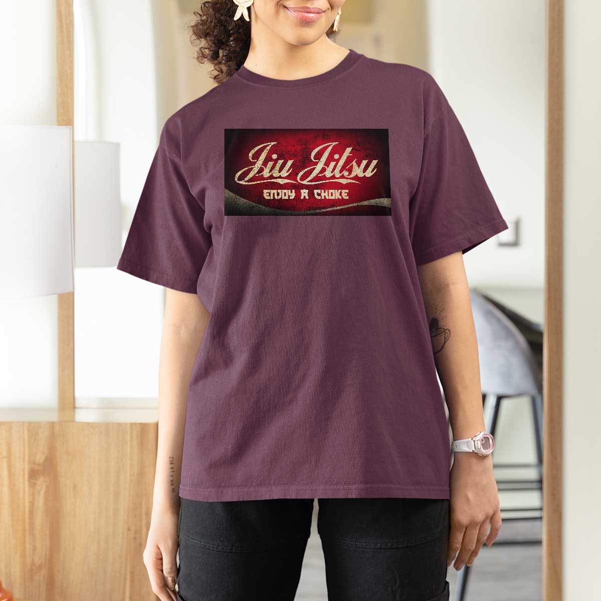 Funny Brazilian Jiu Jitsu T Shirt For Women BJJ Tactical Hugging Choke Jiujitsu Martial Arts - Wonder Print Shop