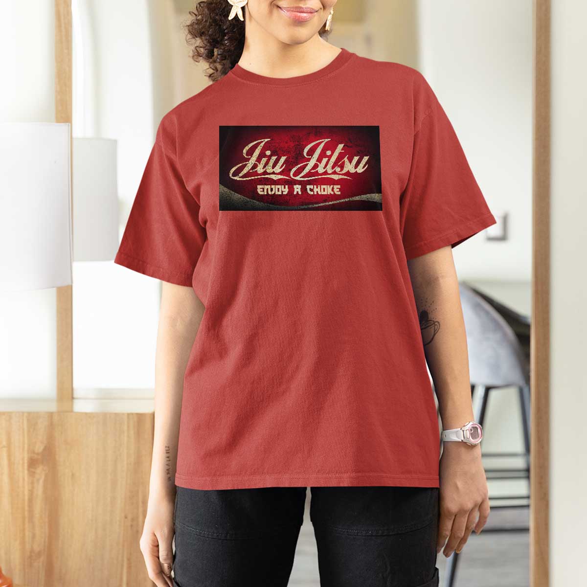 Funny Brazilian Jiu Jitsu T Shirt For Women BJJ Tactical Hugging Choke Jiujitsu Martial Arts - Wonder Print Shop