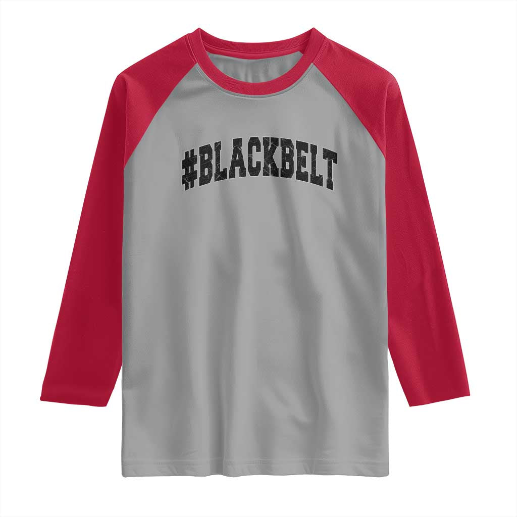 Martial Arts Karate Black Belt Raglan Shirt Retro Varsity Vintage - Wonder Print Shop