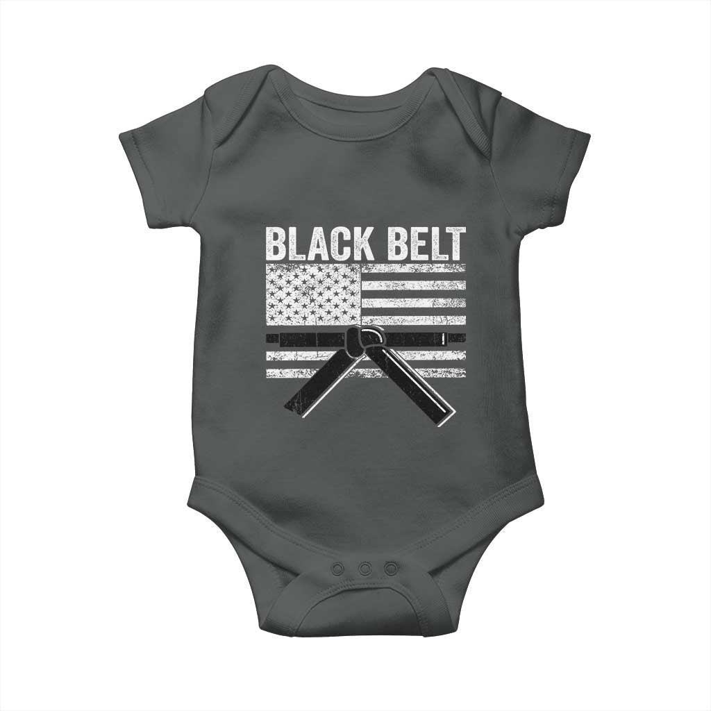 Martial Arts Karate Black Belt Baby Onesie Retro Vintage American Flag - Wonder Print Shop
