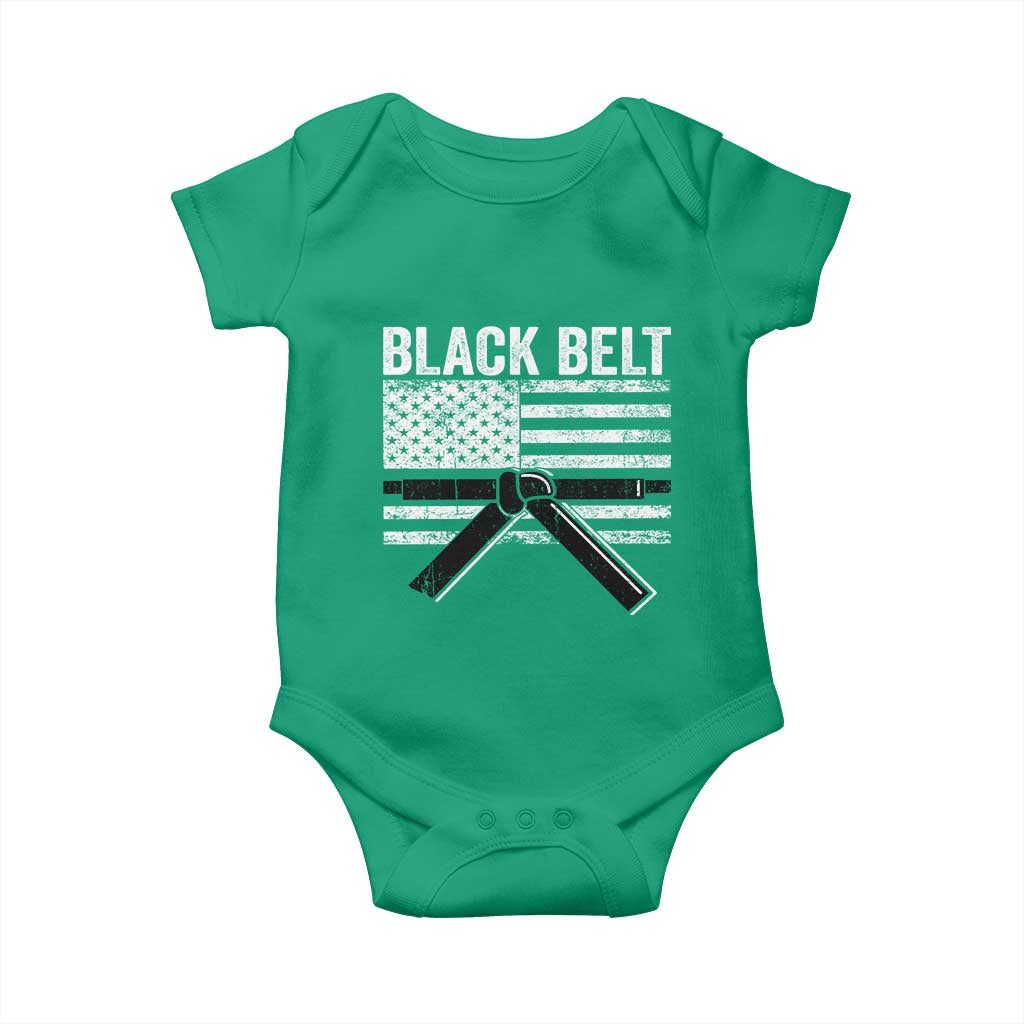 Martial Arts Karate Black Belt Baby Onesie Retro Vintage American Flag - Wonder Print Shop