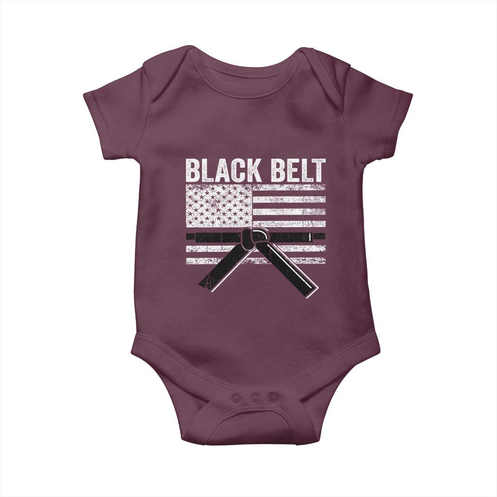 Martial Arts Karate Black Belt Baby Onesie Retro Vintage American Flag - Wonder Print Shop