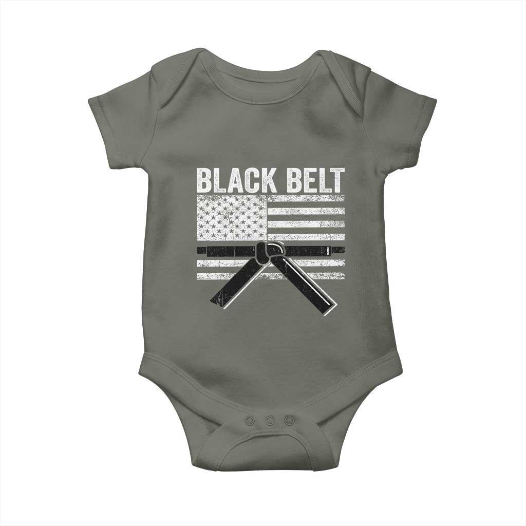 Martial Arts Karate Black Belt Baby Onesie Retro Vintage American Flag - Wonder Print Shop