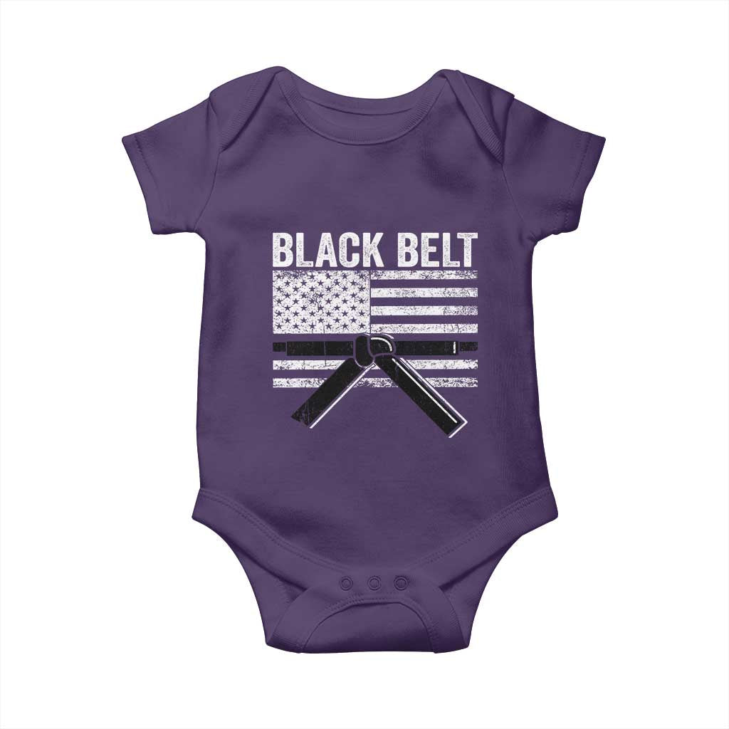 Martial Arts Karate Black Belt Baby Onesie Retro Vintage American Flag - Wonder Print Shop