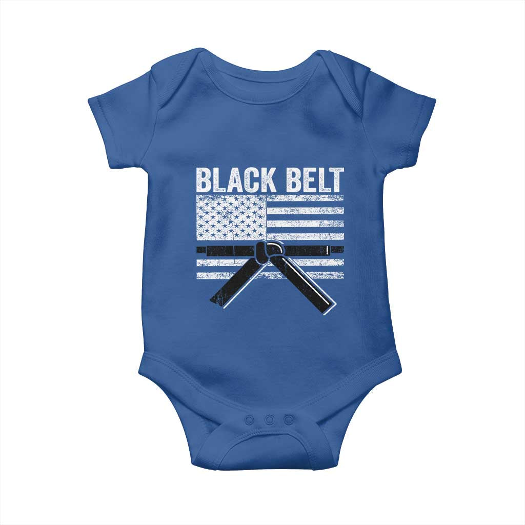 Martial Arts Karate Black Belt Baby Onesie Retro Vintage American Flag - Wonder Print Shop