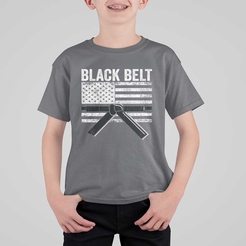 Martial Arts Karate Black Belt T Shirt For Kid Retro Vintage American Flag - Wonder Print Shop