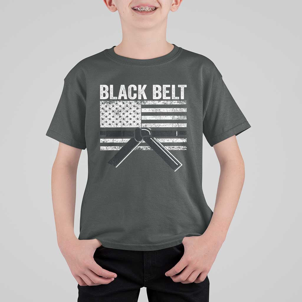 Martial Arts Karate Black Belt T Shirt For Kid Retro Vintage American Flag - Wonder Print Shop