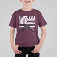 Martial Arts Karate Black Belt T Shirt For Kid Retro Vintage American Flag - Wonder Print Shop