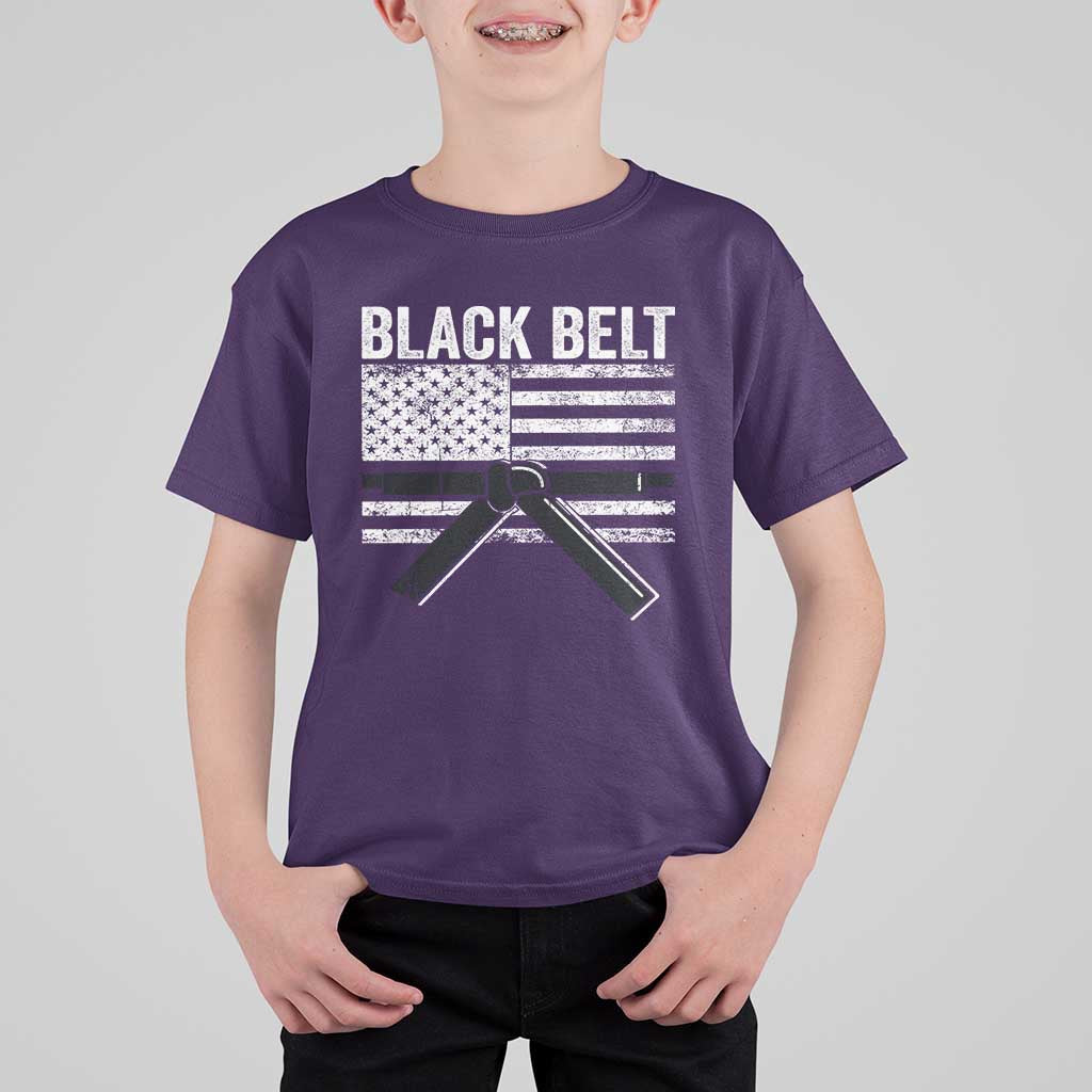 Martial Arts Karate Black Belt T Shirt For Kid Retro Vintage American Flag - Wonder Print Shop
